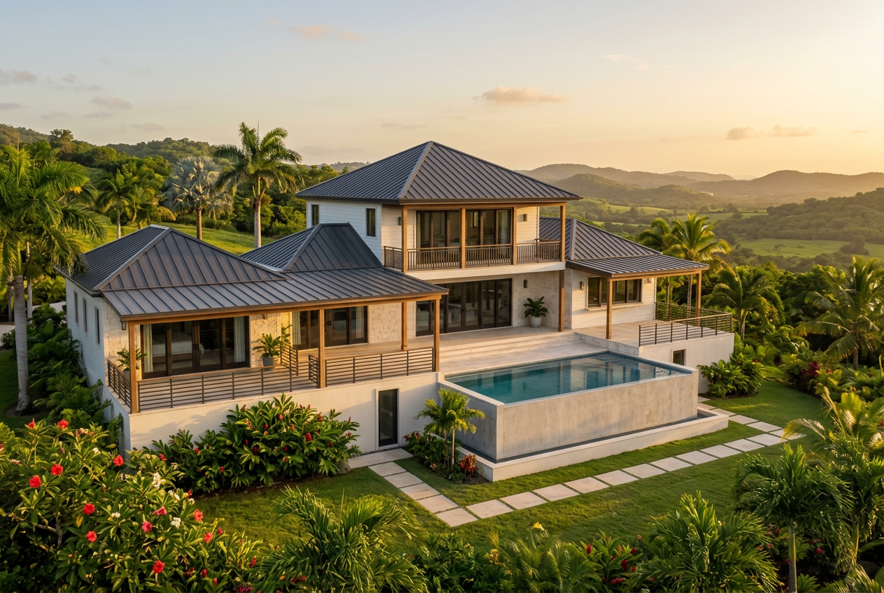 Four-bedroom split-level villa designed for a gently sloping site